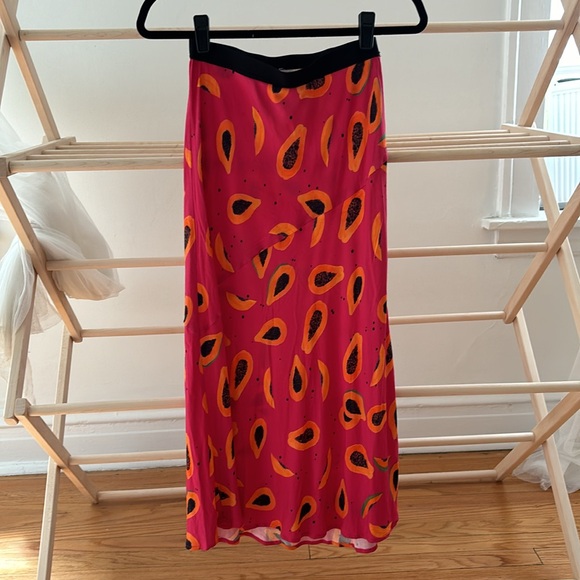 Corey Lynn Calter papaya fruit bias cut slip skirt - fits size small - Picture 2 of 7